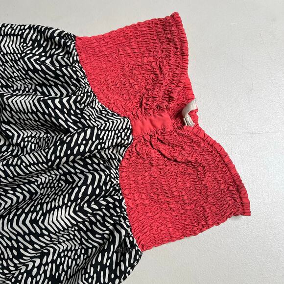 Roxy Women’s Strapless Smocked Mini Dress Black White Pink Size Small Boho Surf - Picture 8 of 8